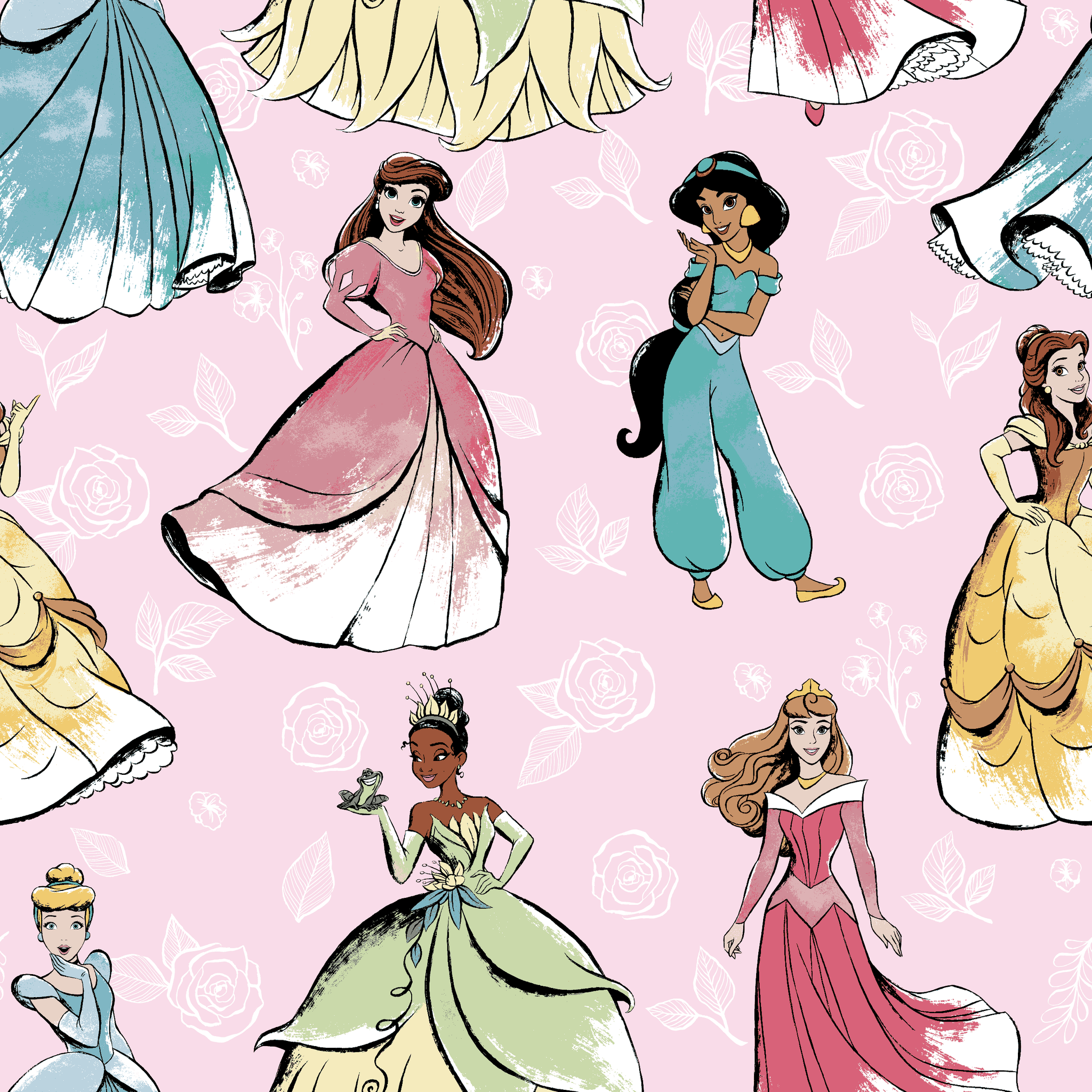 open lace back dress Disney Princess Florals on Pink