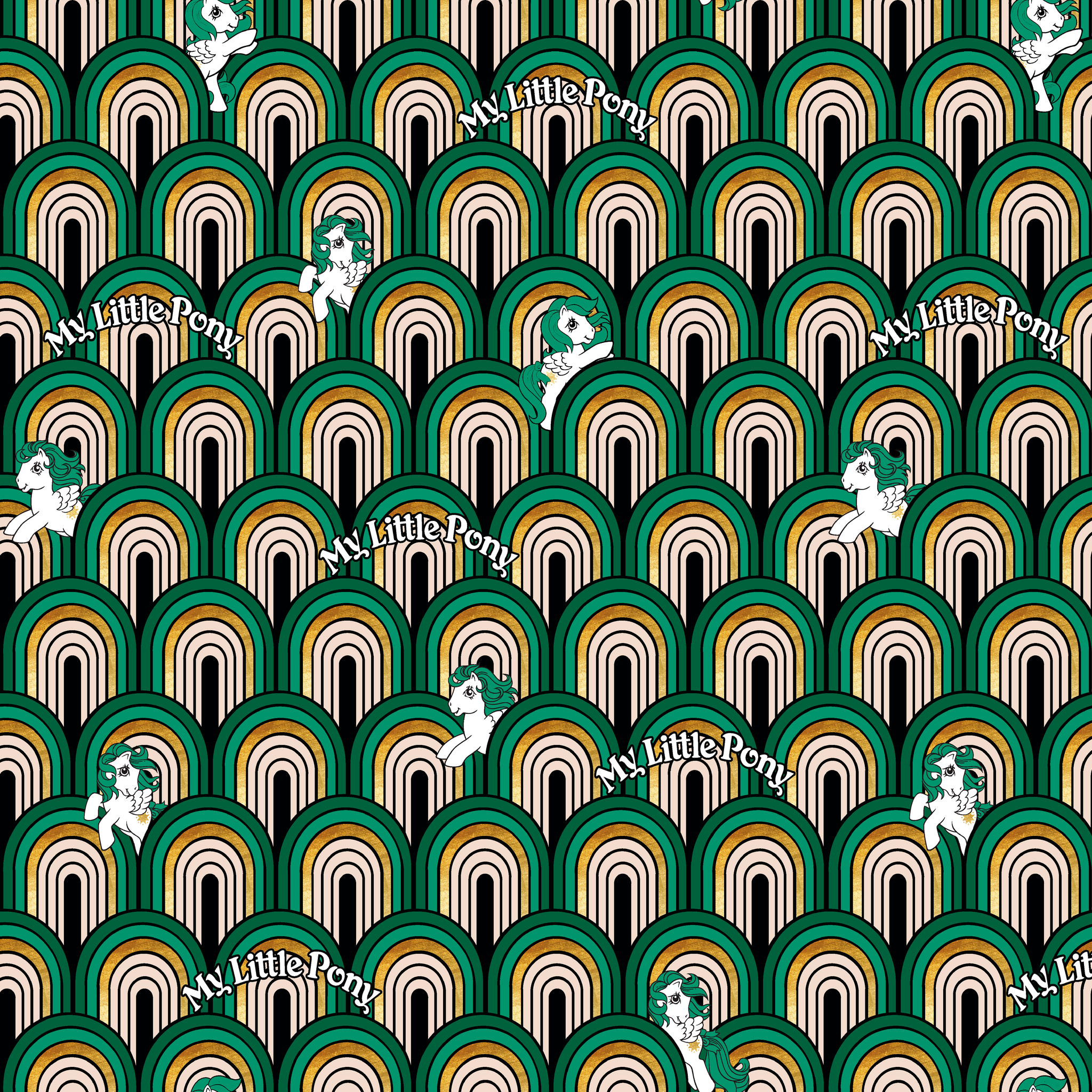 Hasbro My Little Pony Glitter Arches on Green Wallpaper