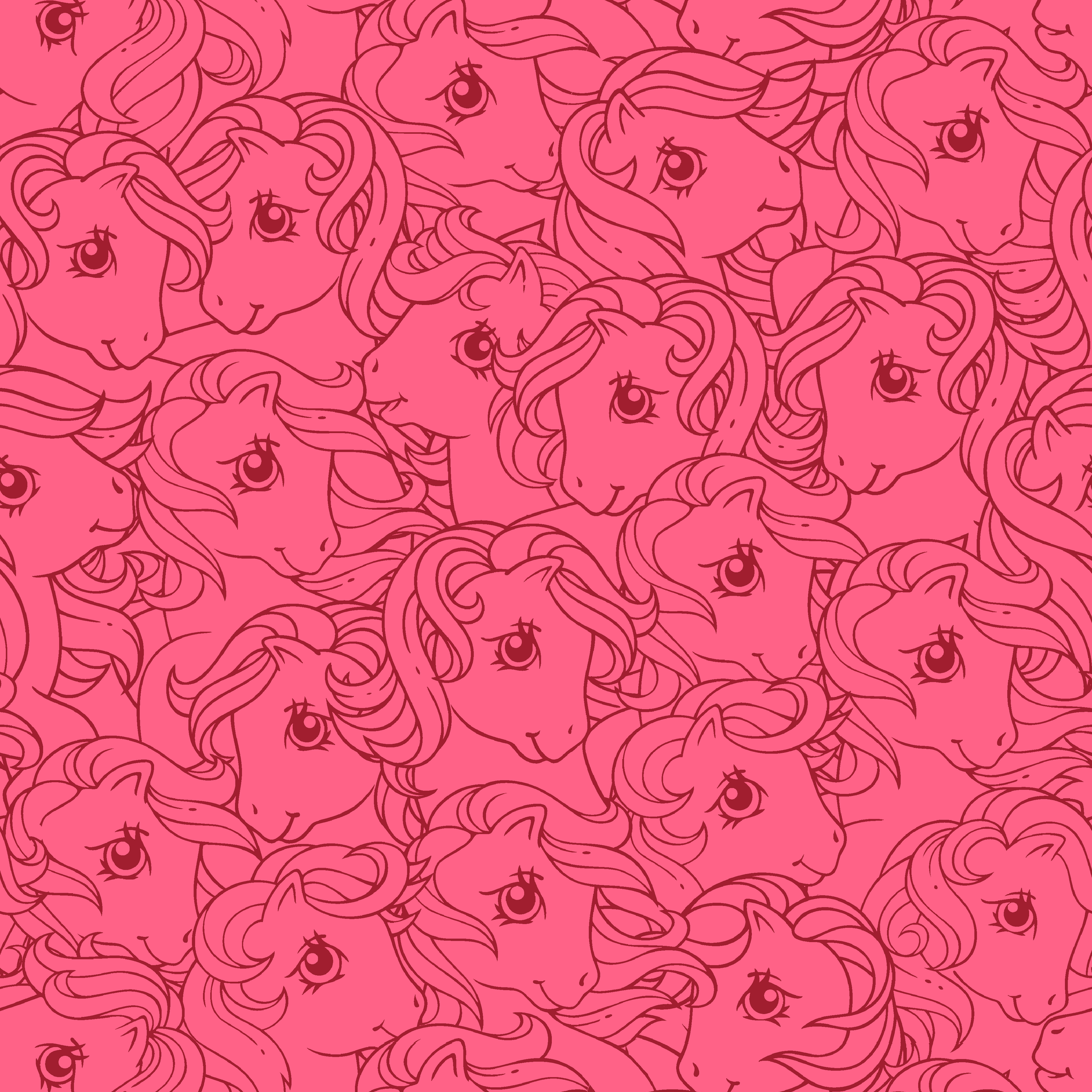 Hasbro My Little Pony Line Art on Pink Wallpaper