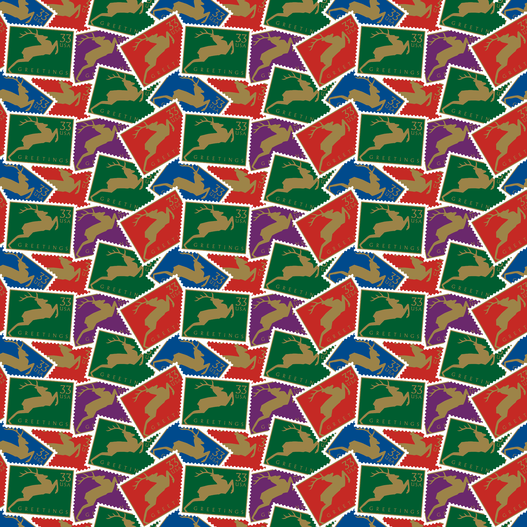 USPS Golden Deer Stamp Collage Wallpaper
