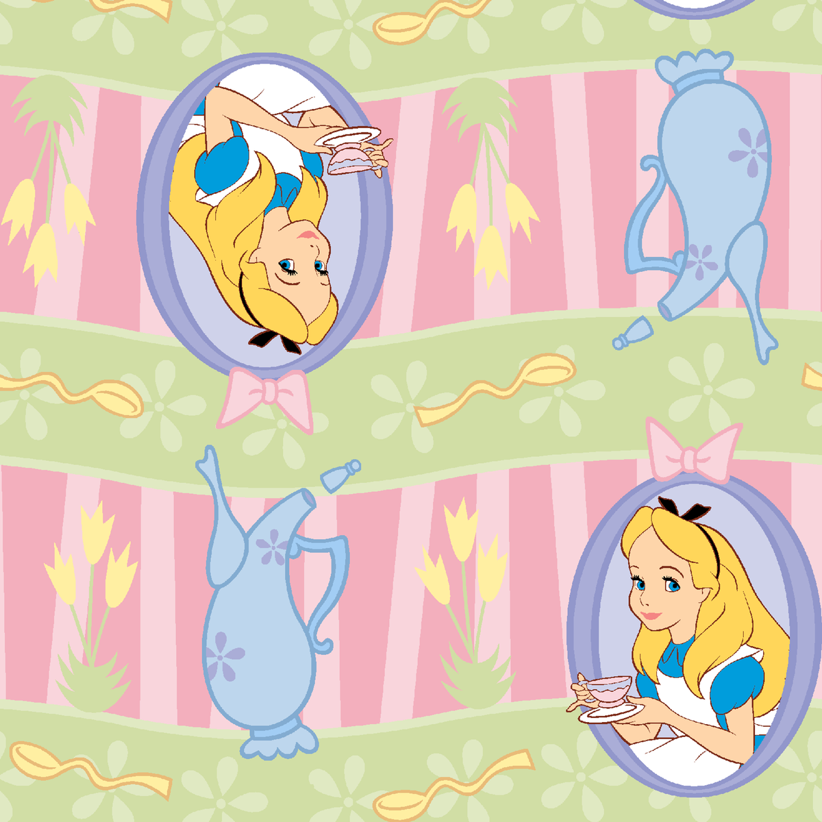 Disney Alice in Wonderland  Tea Party Stripes Wallpaper