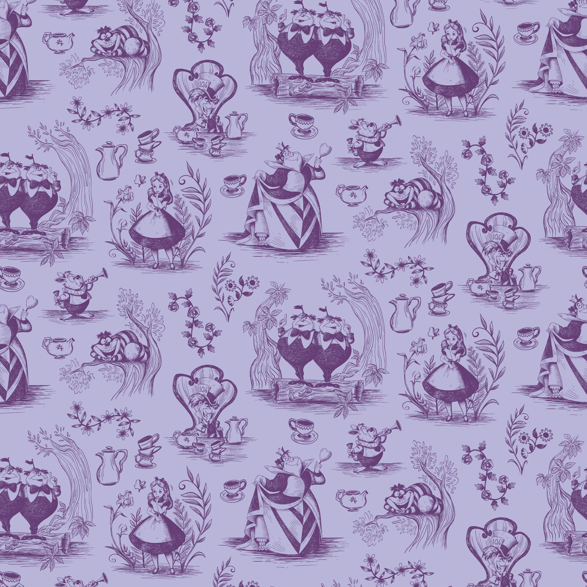 Disney Alice in Wonderland  Curiouser and Curiouser on Purple Wallpaper