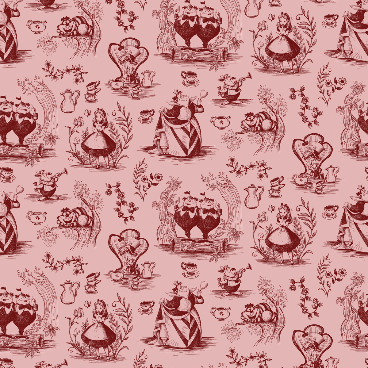 Disney Alice in Wonderland  Curiouser and Curiouser on Pink Wallpaper