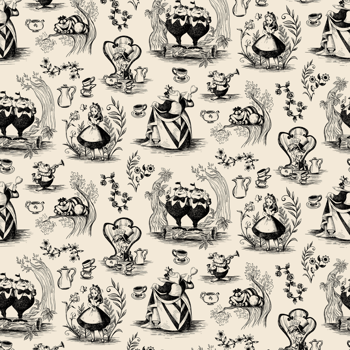 Disney Alice in Wonderland  Curiouser and Curiouser on Black Wallpaper