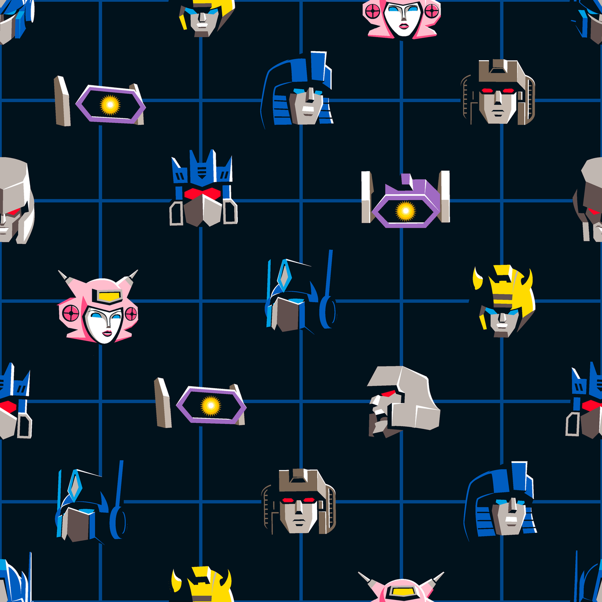 Hasbro Transformers Grid Pattern on Black Wallpaper