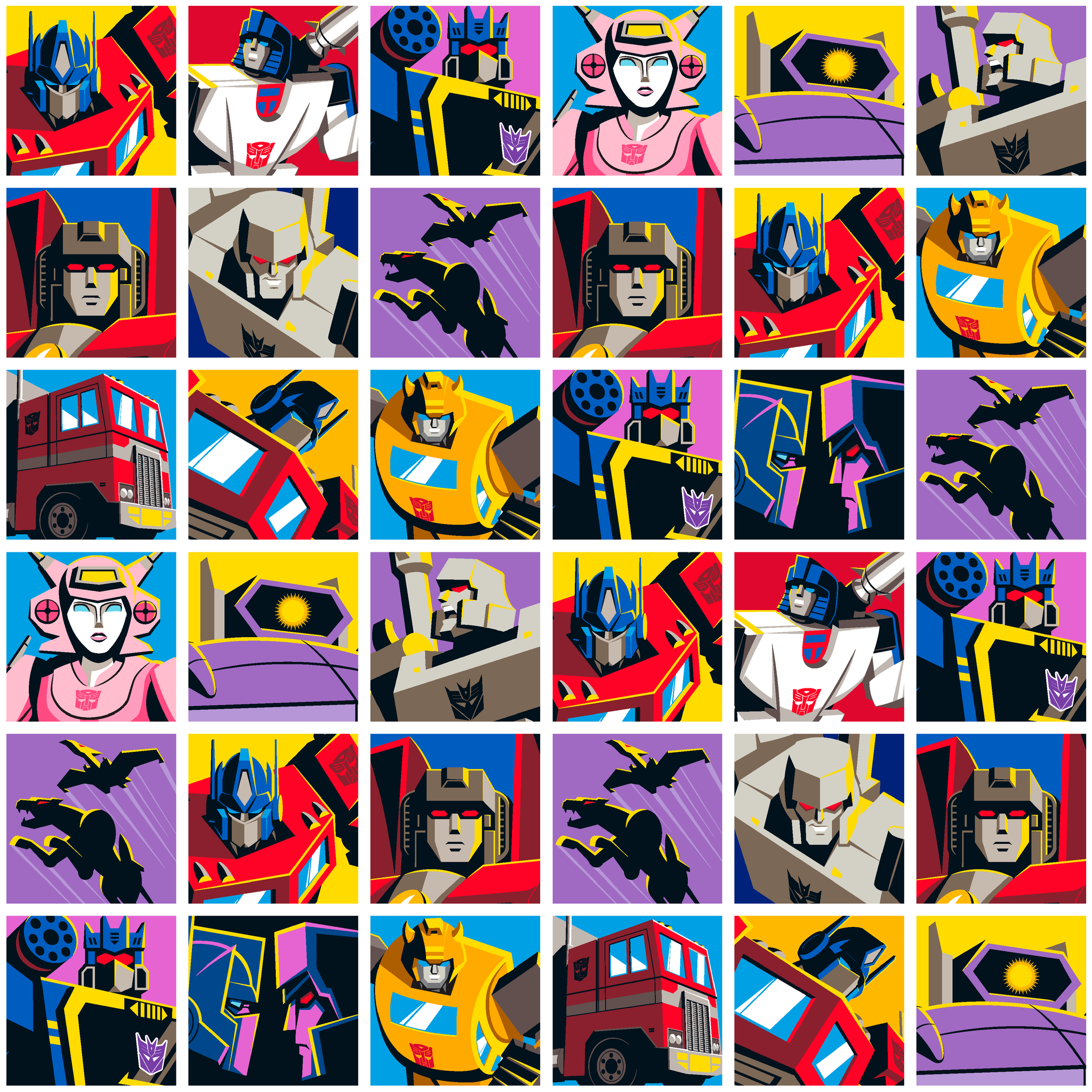 Hasbro Transformers Artist Grid Blocks  Wallpaper
