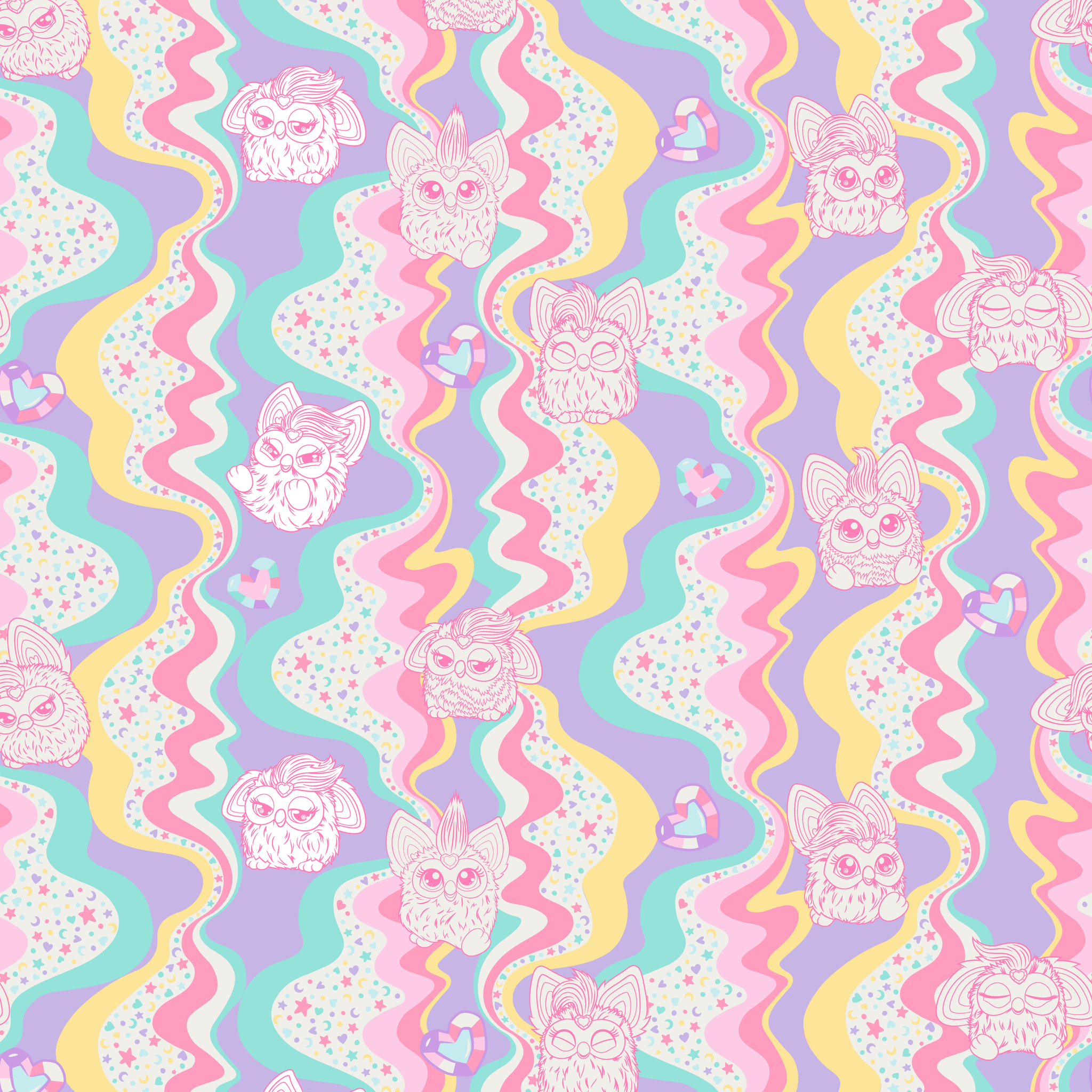 Hasbro Furby Rainbow Squiggles Wallpaper