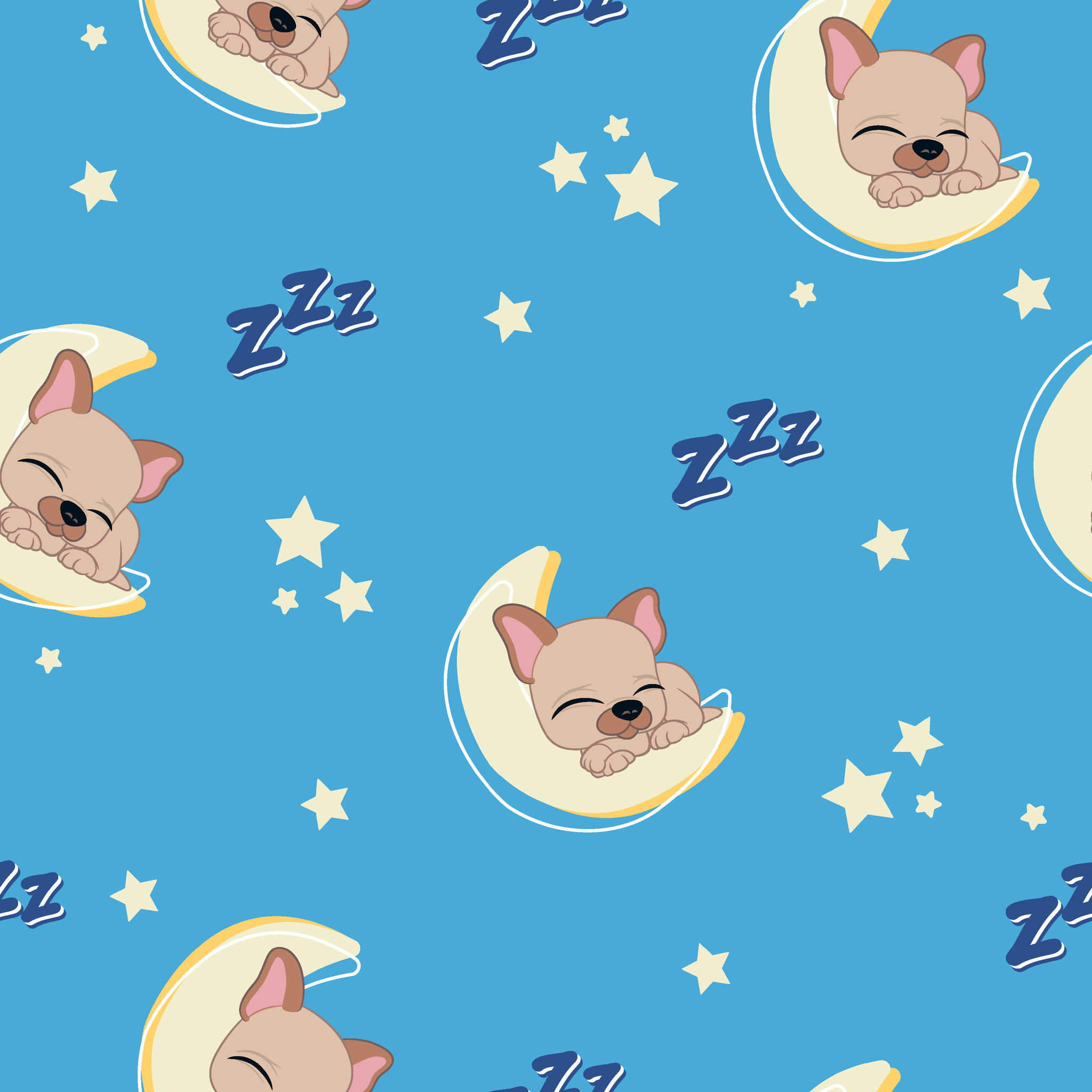 Hasbro Littliest Pet Shop Frenchie Snooze on Blue Wallpaper