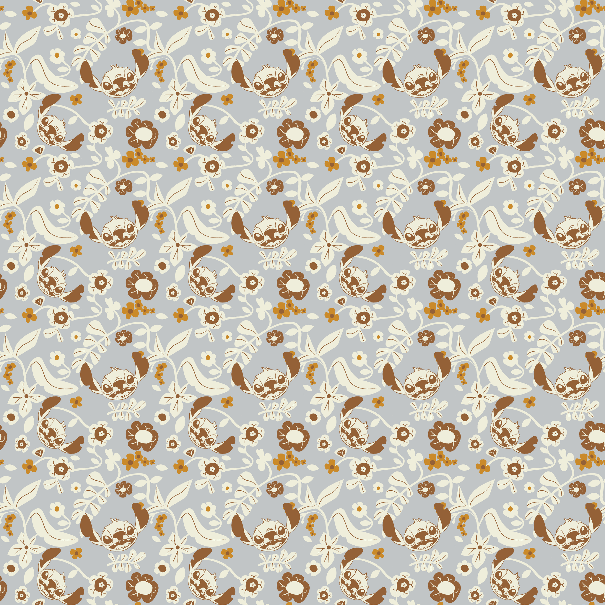 Disney Stitch Florals on Purple Wallpaper