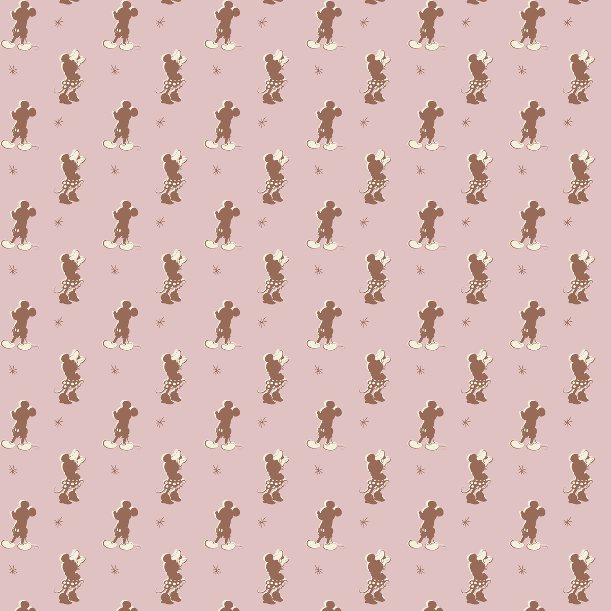 Disney Mickey Mouse and Minnie Mouse Silhoutees on Pink Wallpaper
