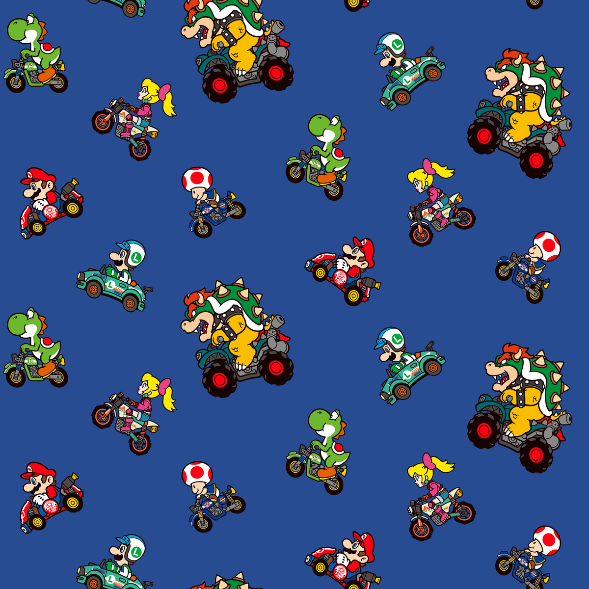 Mario Kart™ World 2D Driving Friends on Blue Wallpaper