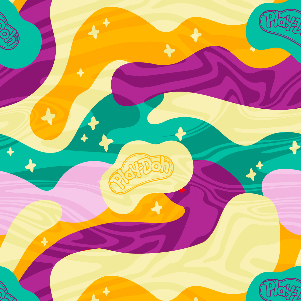 Hasbro Play-Doh Retro Clouds in Purple Wallpaper