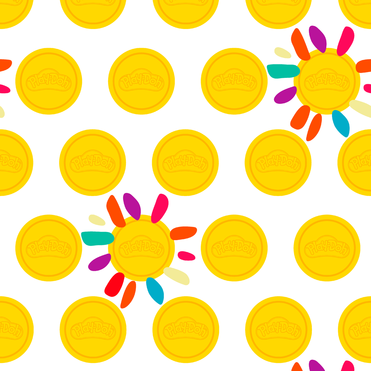 Hasbro Play-Doh Bright Suns on White Wallpaper
