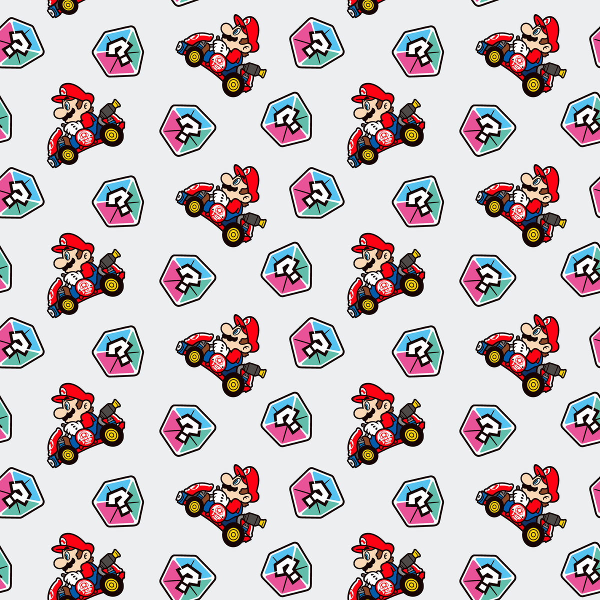 Mario Kart™ World 2D Mario Mystery Box on Light Grey Wallpaper