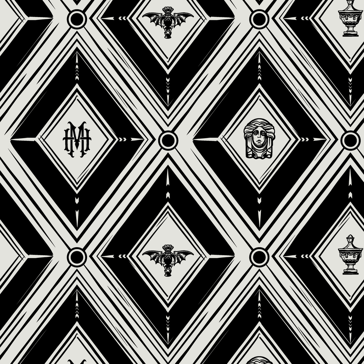 Disney Haunted Mansion Art Deco Diamonds Wallpaper