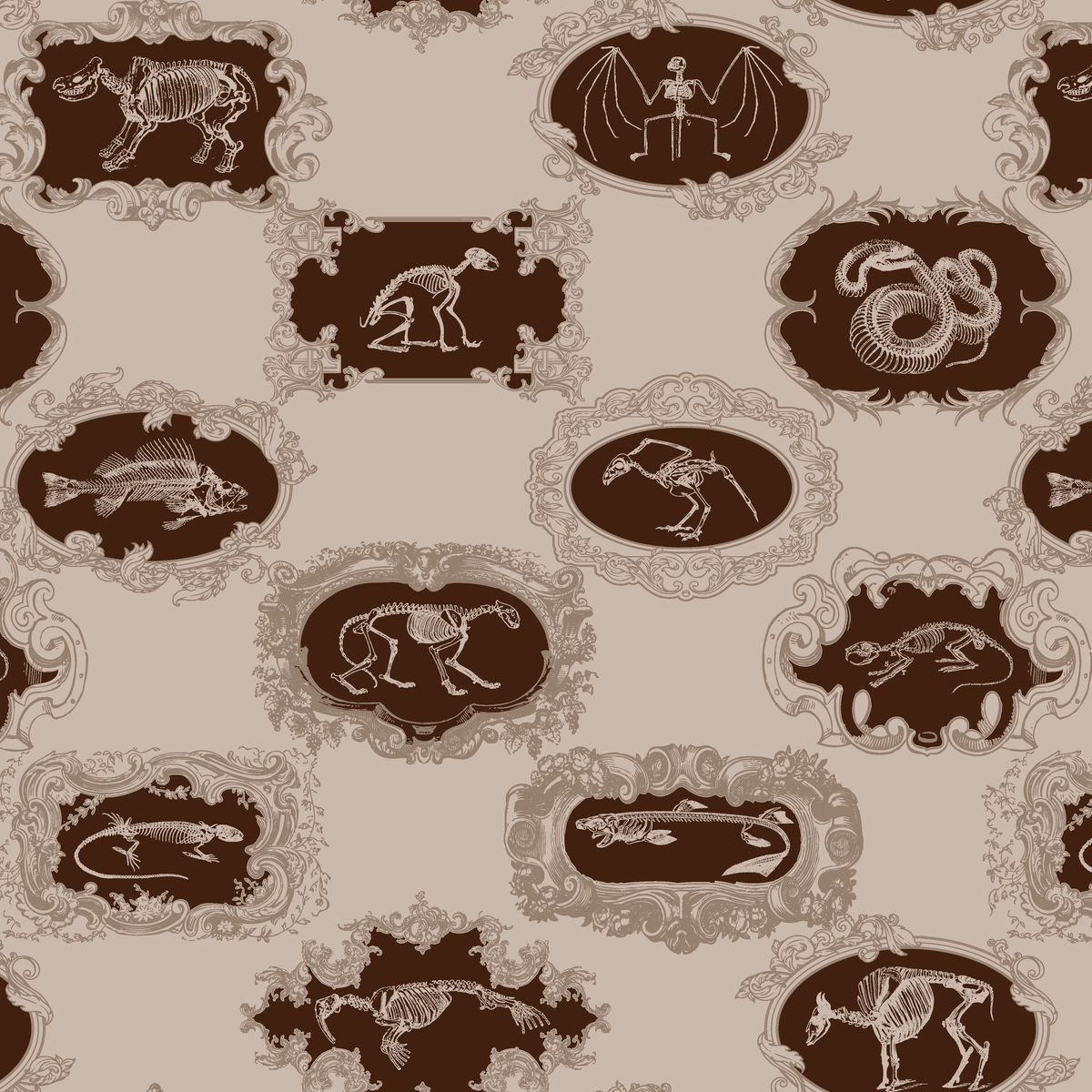 Disney Haunted Mansion Pet Portraits on Greige Wallpaper