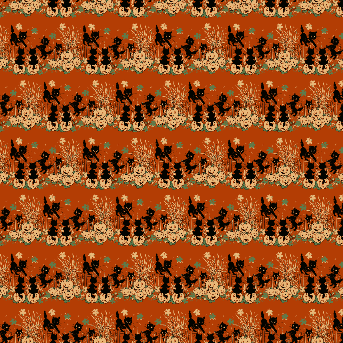 Spooky Cats on Spiced Wallpaper