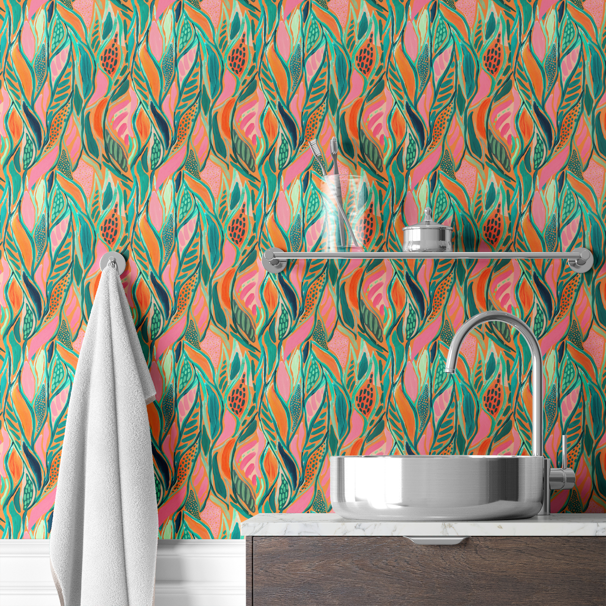  wallpaper bath mockup