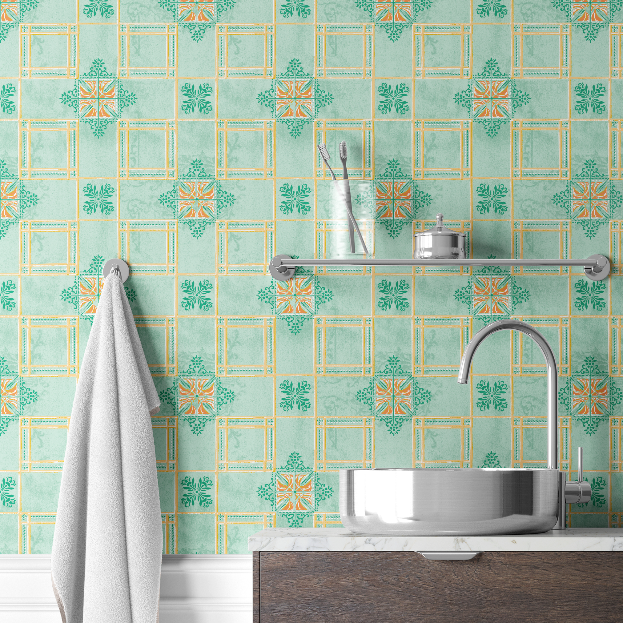  wallpaper bath mockup