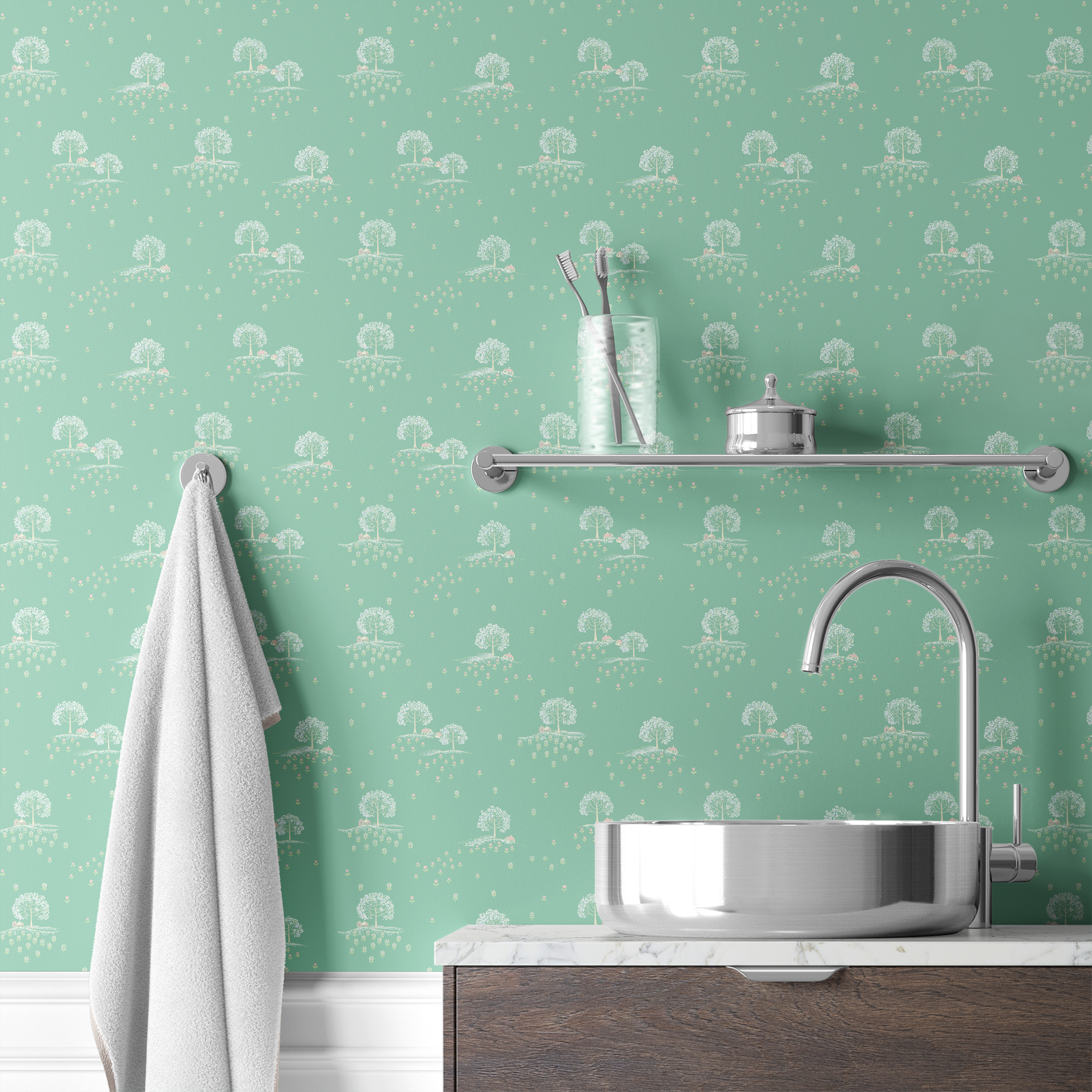  wallpaper bath mockup