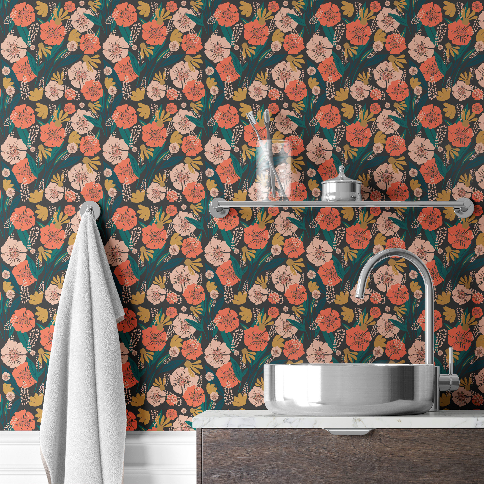  wallpaper bath mockup