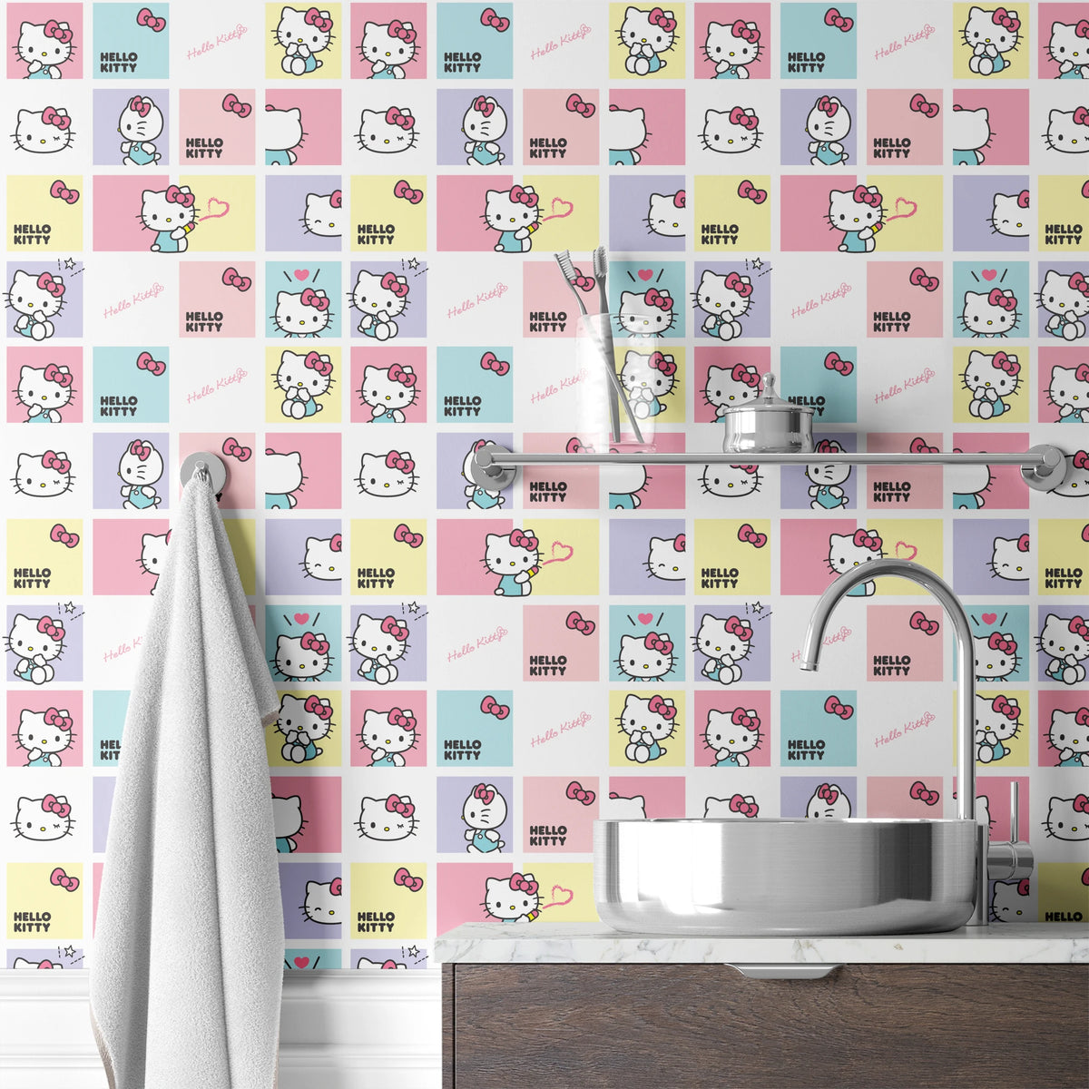 Hello Kitty® Pastel Grid Wallpaper