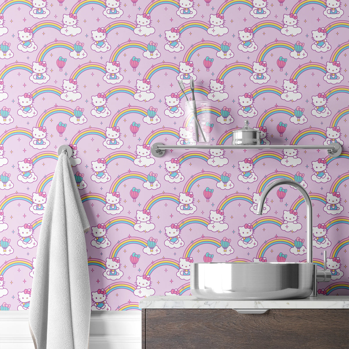 Hello Kitty® Rainbows & Clouds Wallpaper
