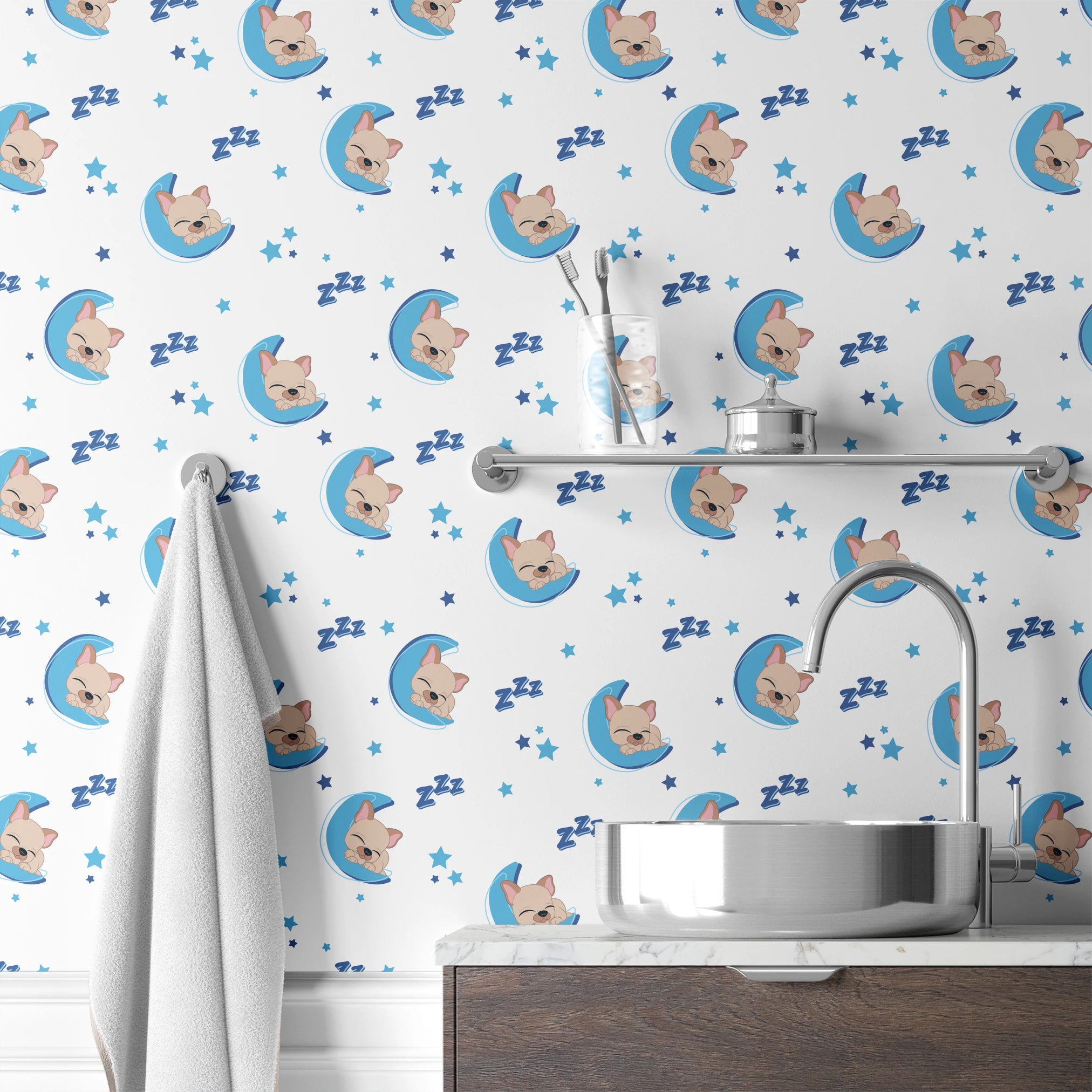 Hasbro Littliest Pet Shop Frenchie Snooze on White Wallpaper