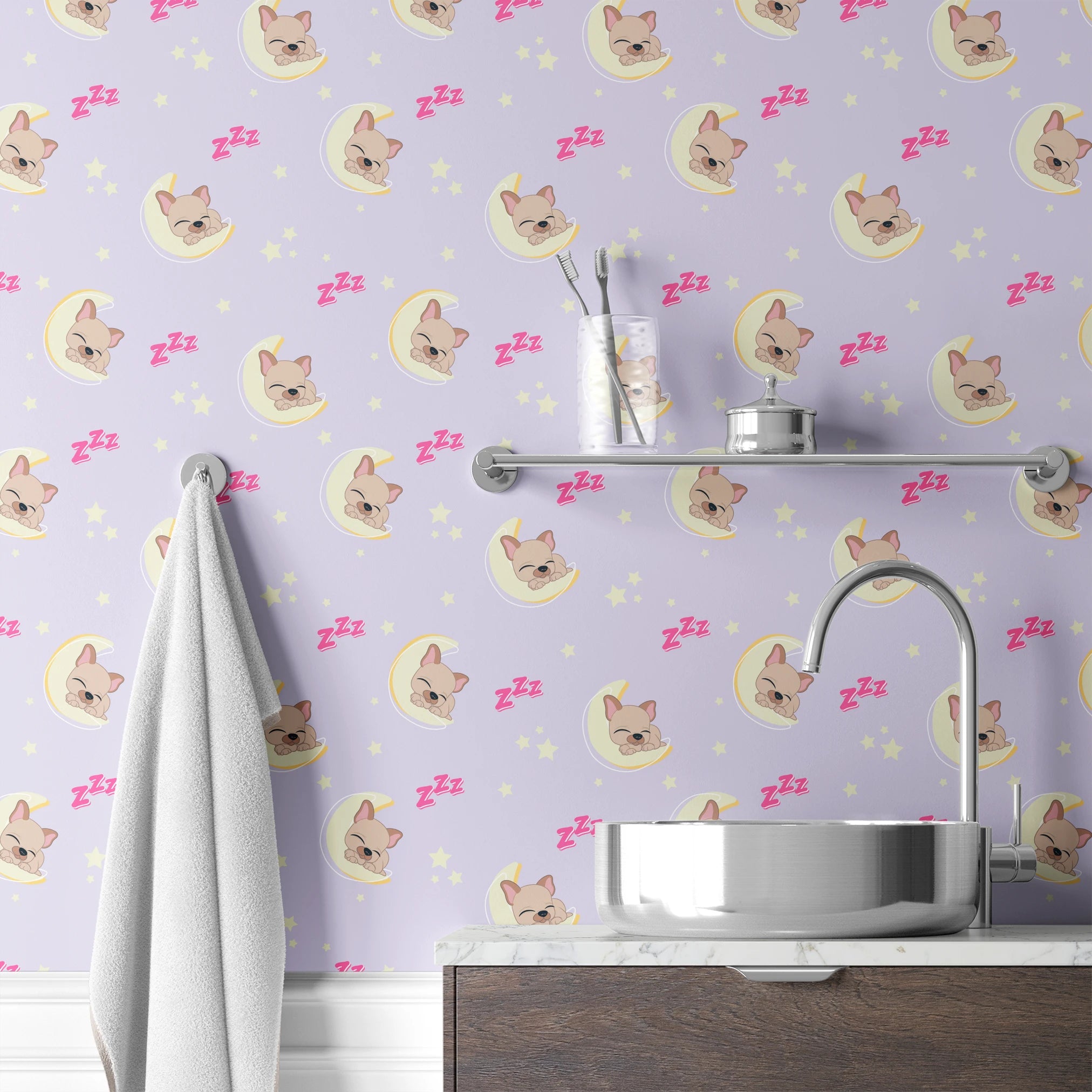 Hasbro Littliest Pet Shop Frenchie Snooze on Lavender Wallpaper
