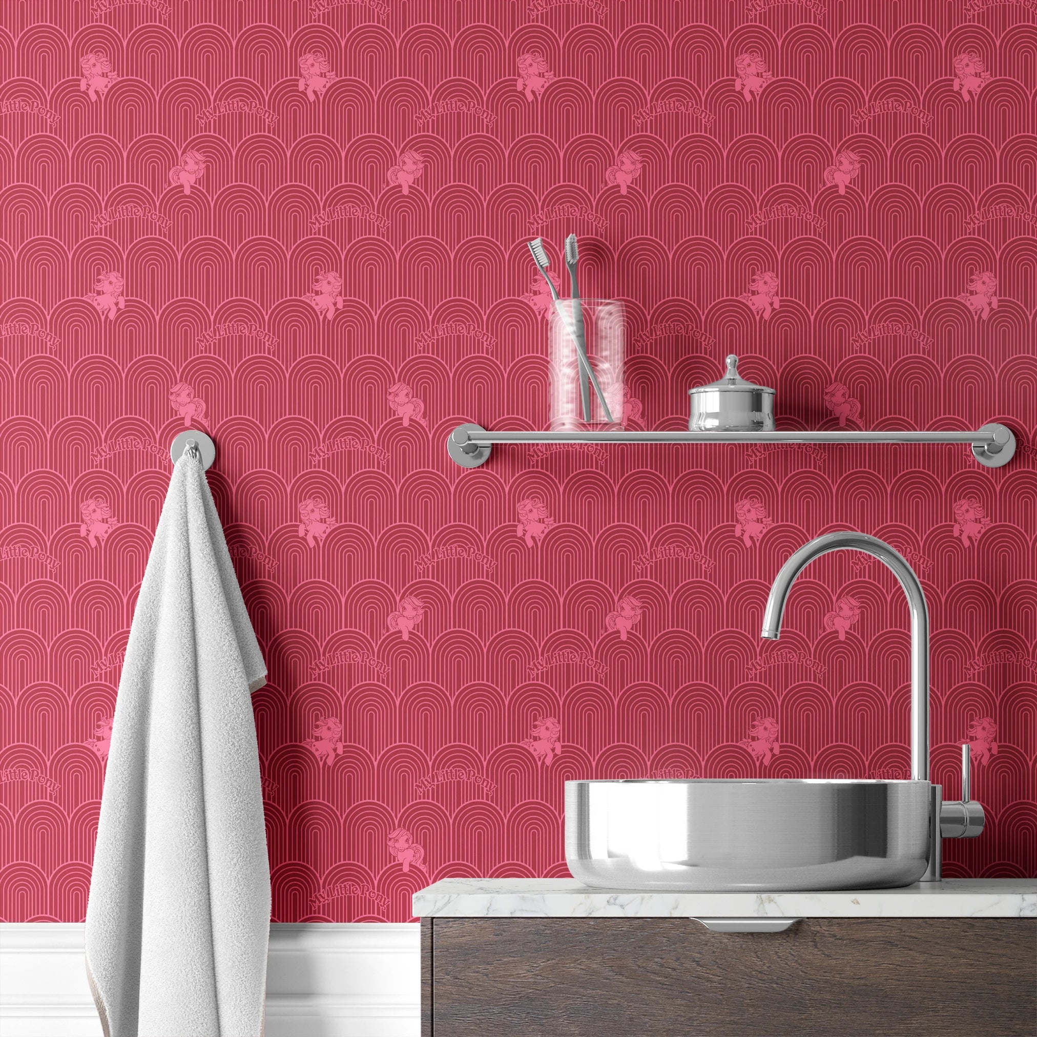 Hasbro My Little Pony Solid Arches on Pink Wallpaper