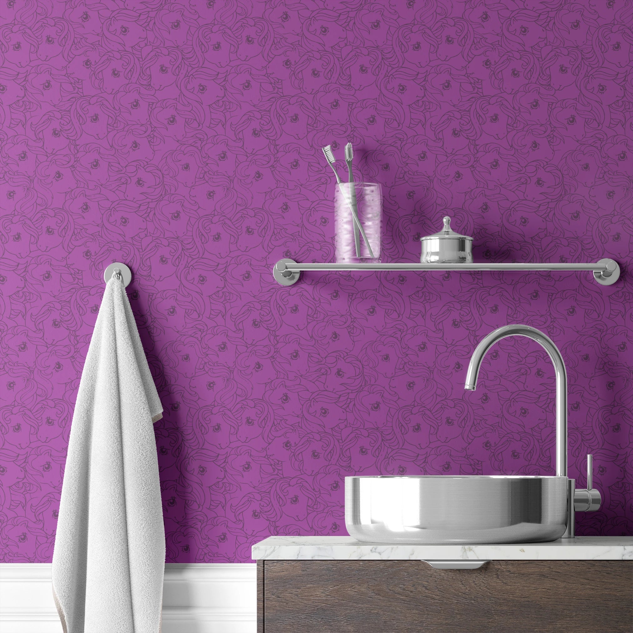 Hasbro My Little Pony Line Art on Purple Wallpaper