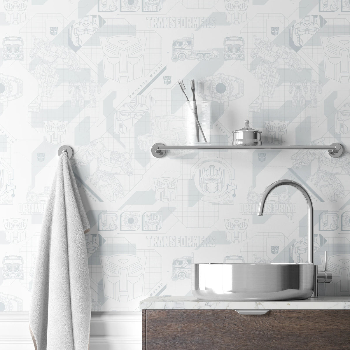 Hasbro Transformers Optimus Prime Graphics on White Wallpaper