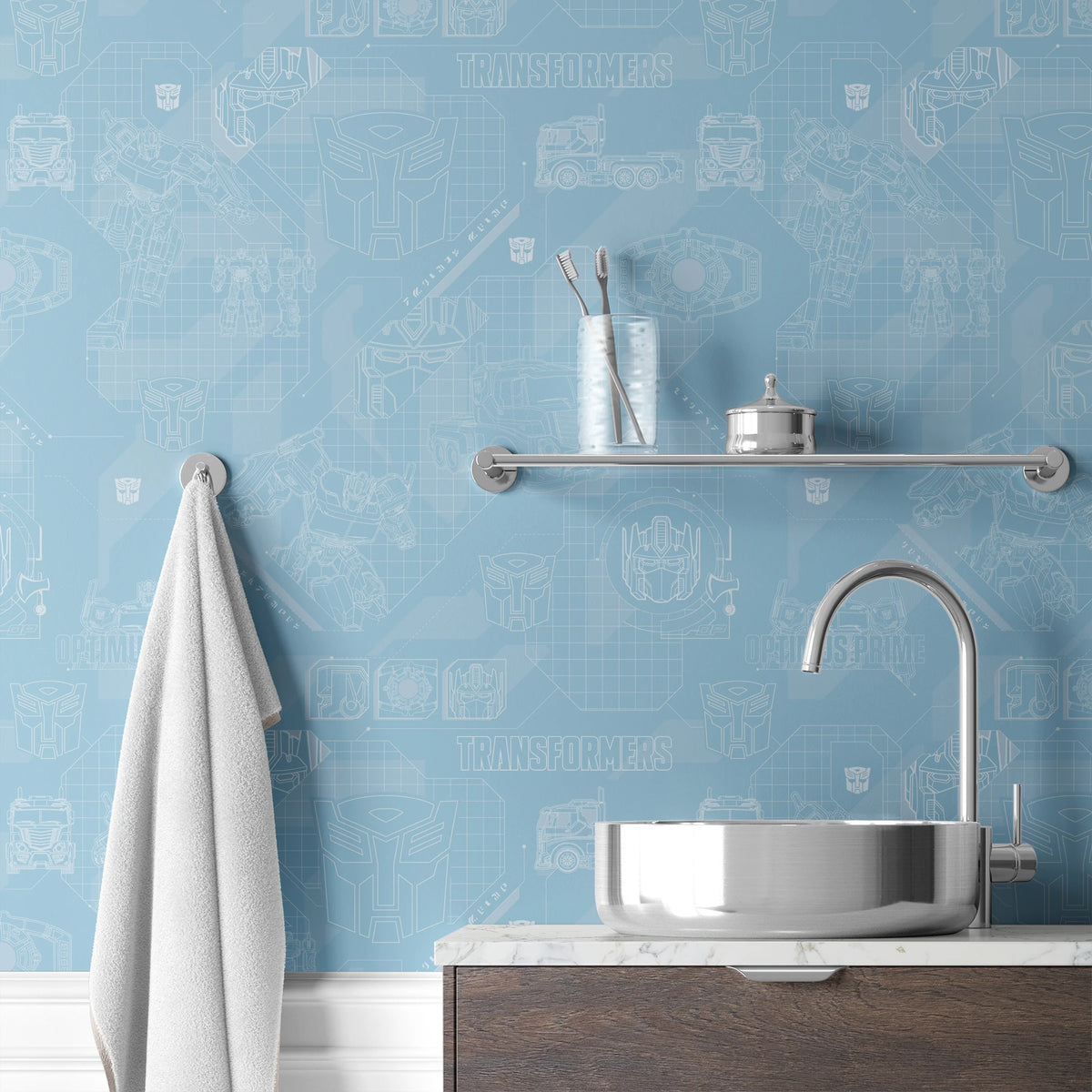 Hasbro Transformers Optimus Prime Graphics on Blue Wallpaper