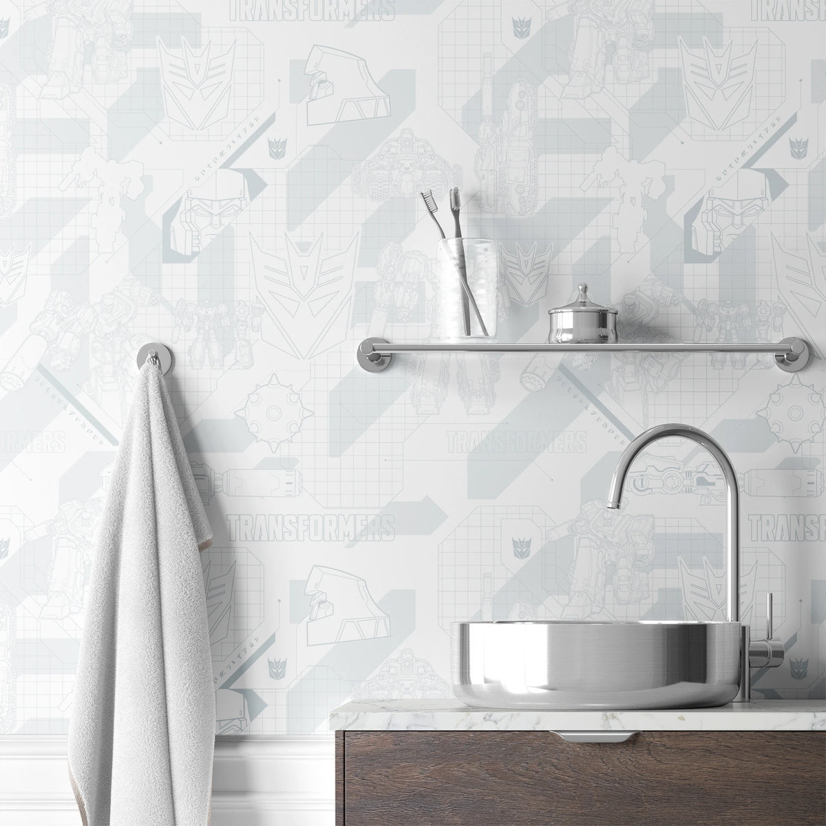 Hasbro Transformers Megatron Graphics on White Wallpaper