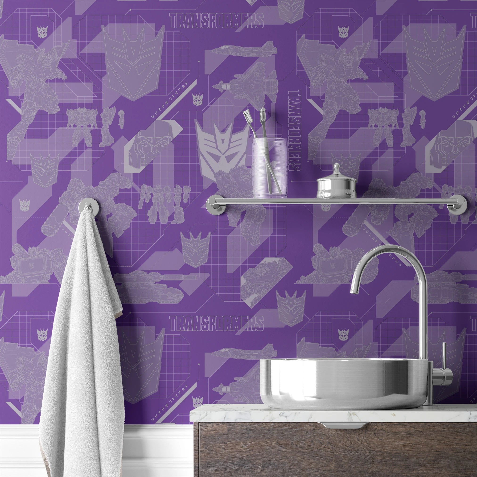Hasbro Transformers Decepticons Graphics on Purple Wallpaper