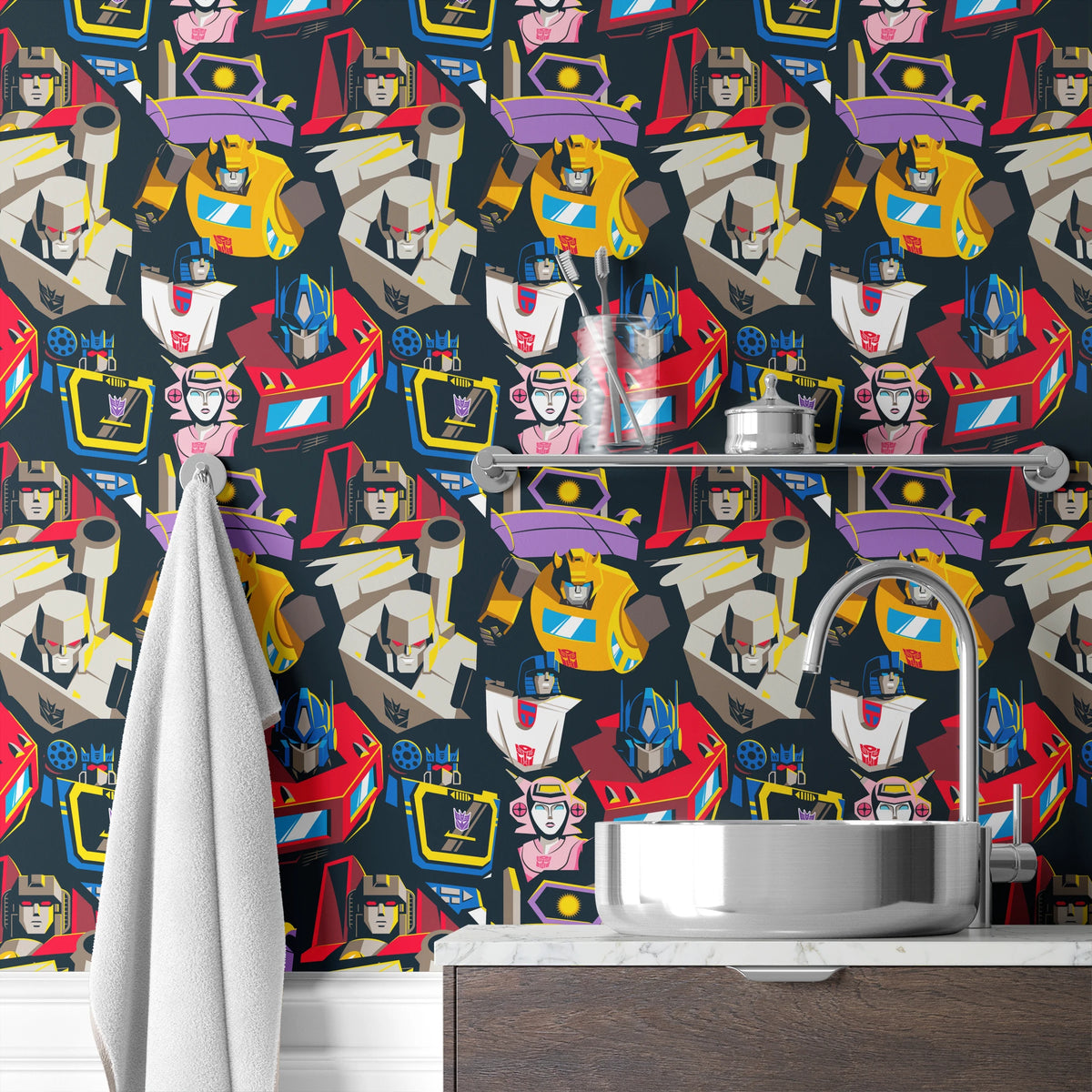 Hasbro Transformers Retro Pop Art Collage Wallpaper