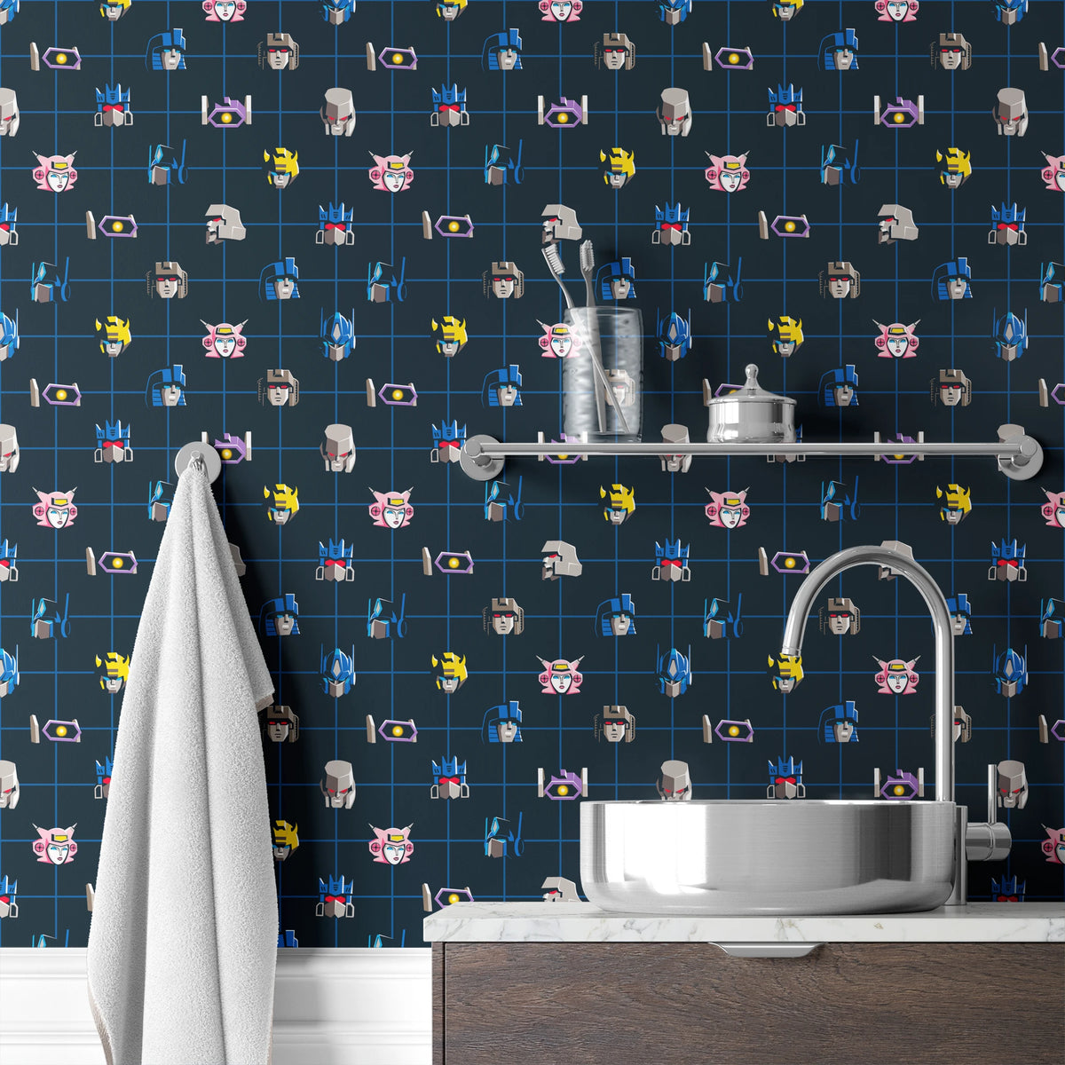 Hasbro Transformers Grid Pattern on Black Wallpaper
