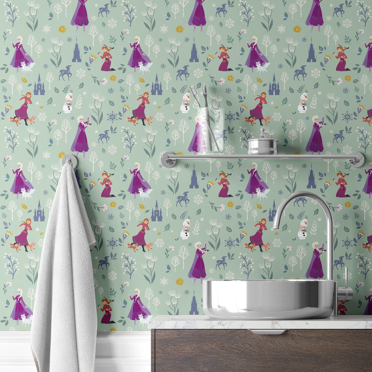 Disney Frozen  Winter Adventure on Green Wallpaper