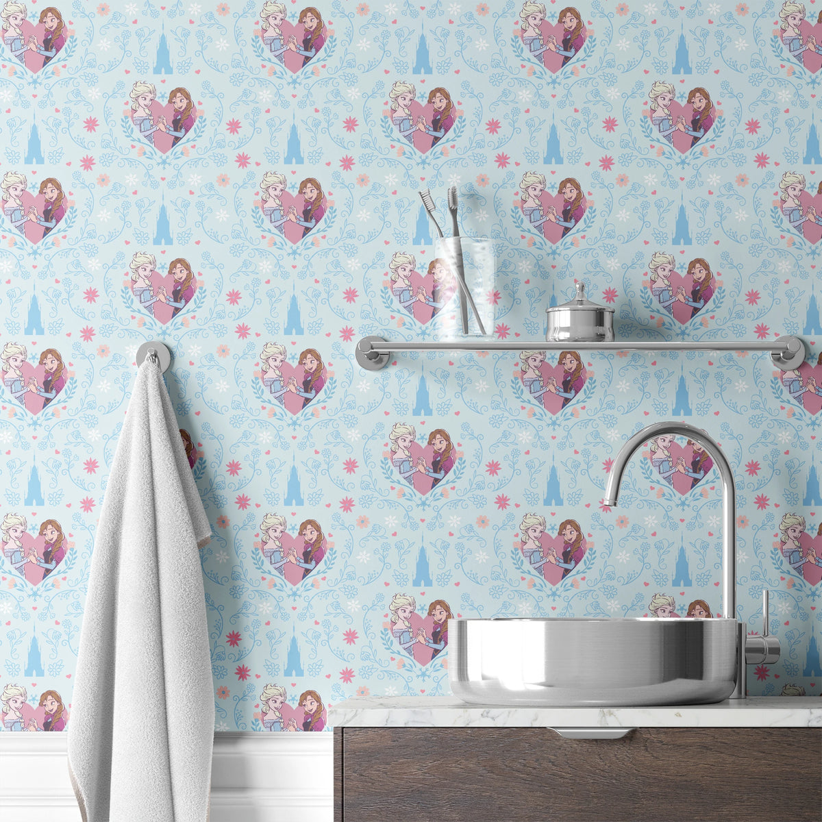 Disney Frozen  Sisterly Bond on Blue Wallpaper
