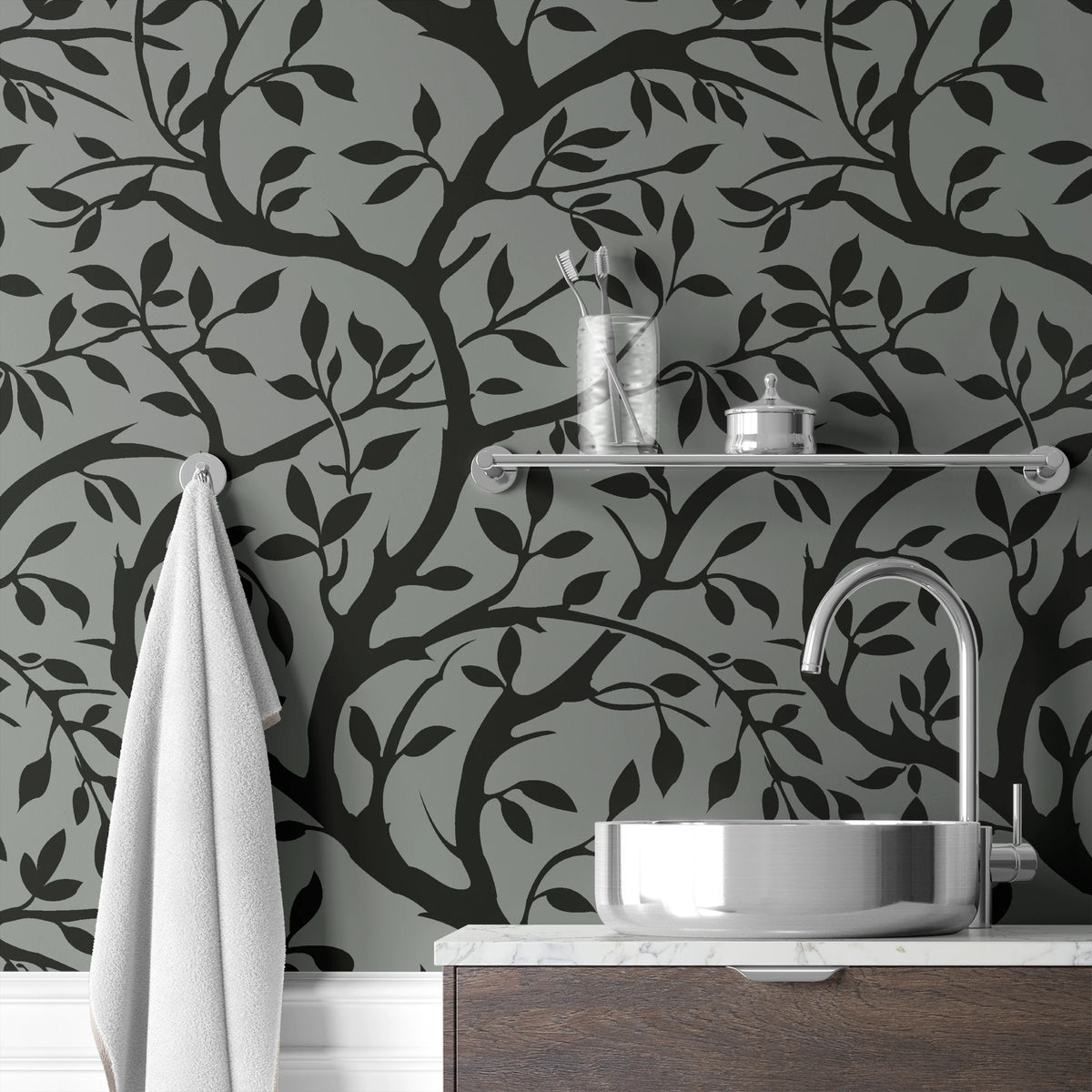 Winding Willow on Black Days Wallpaper