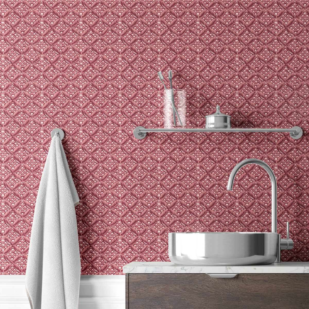 Arabella on Clove Pink Wallpaper