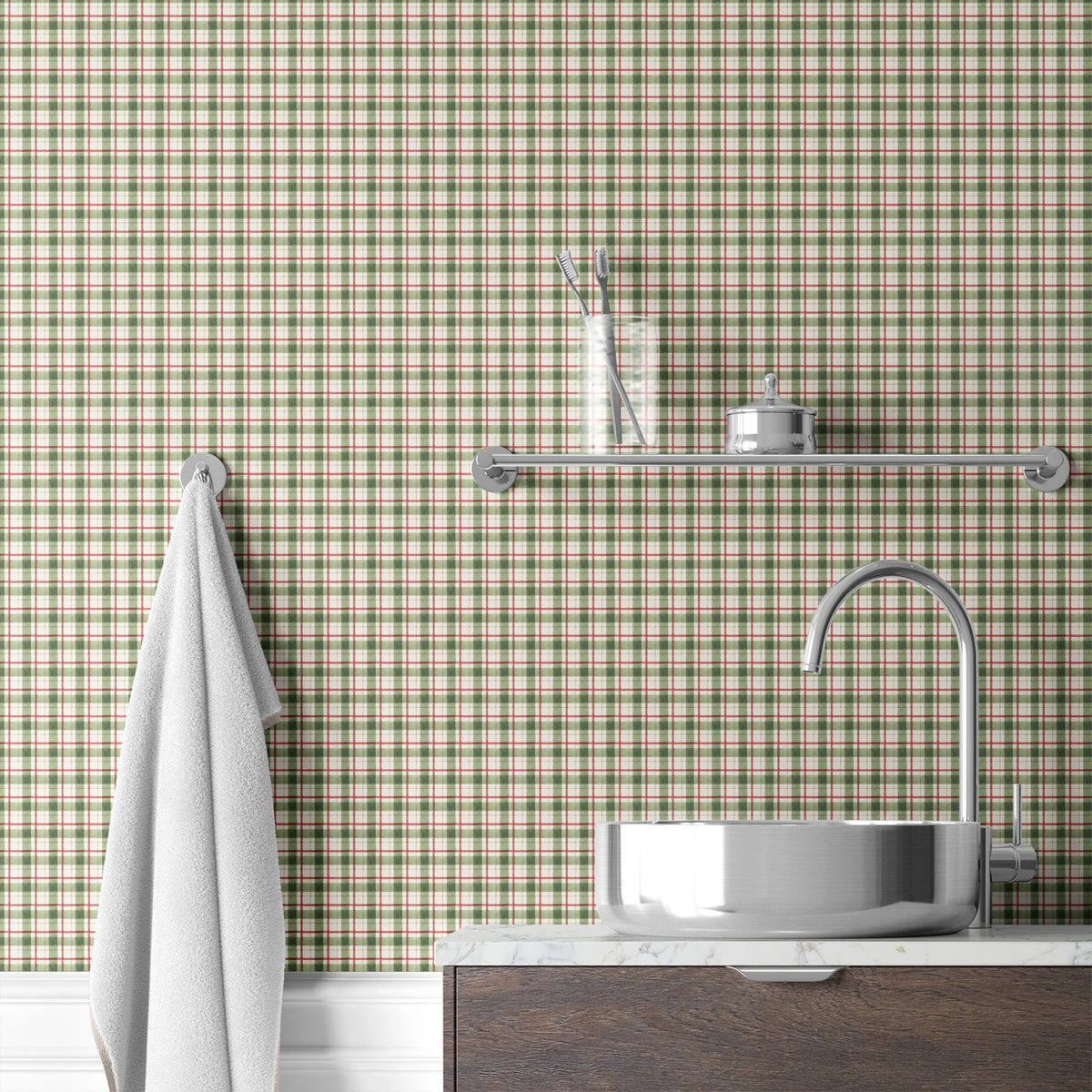 Saturday Evening Post  Christmas Plaid on Holly Wallpaper