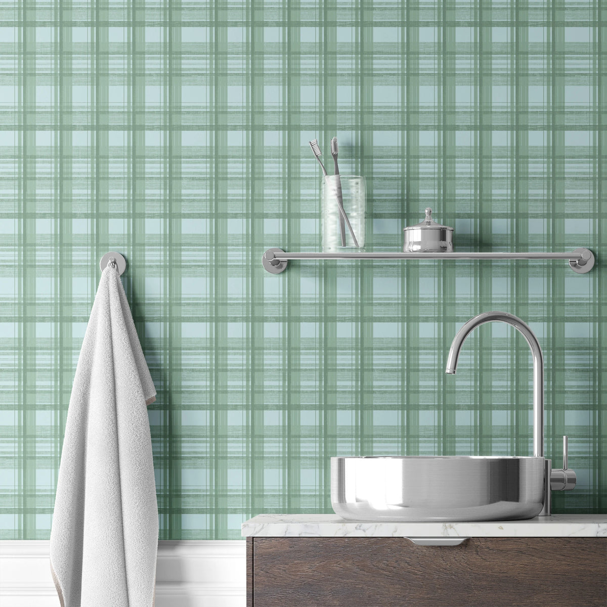 Saturday Evening Post  Christmas Plaid on Evergreen Wallpaper