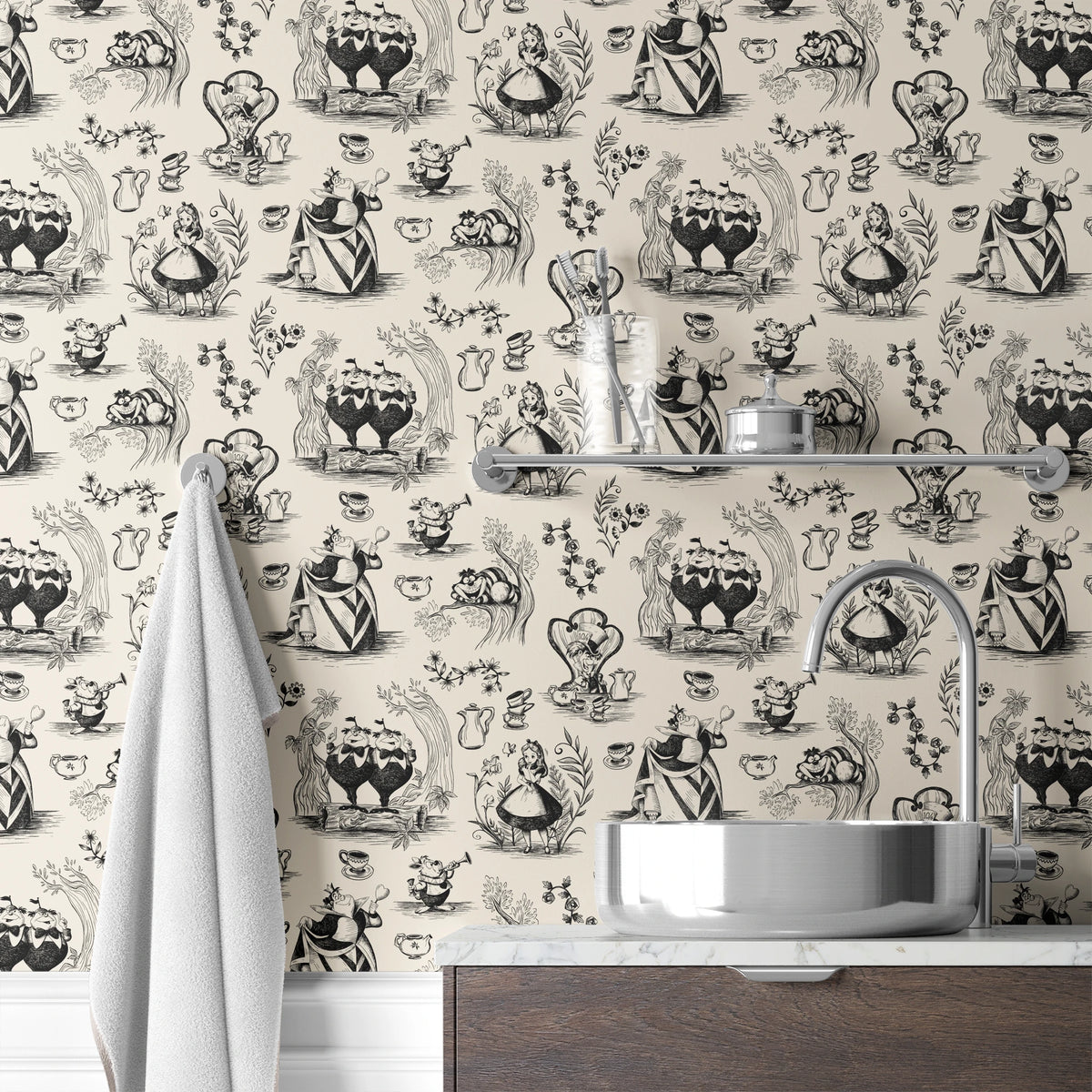 Disney Alice in Wonderland  Curiouser and Curiouser on Black Wallpaper
