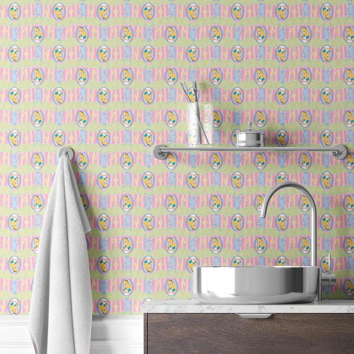 Disney Alice in Wonderland  Tea Party Stripes Wallpaper
