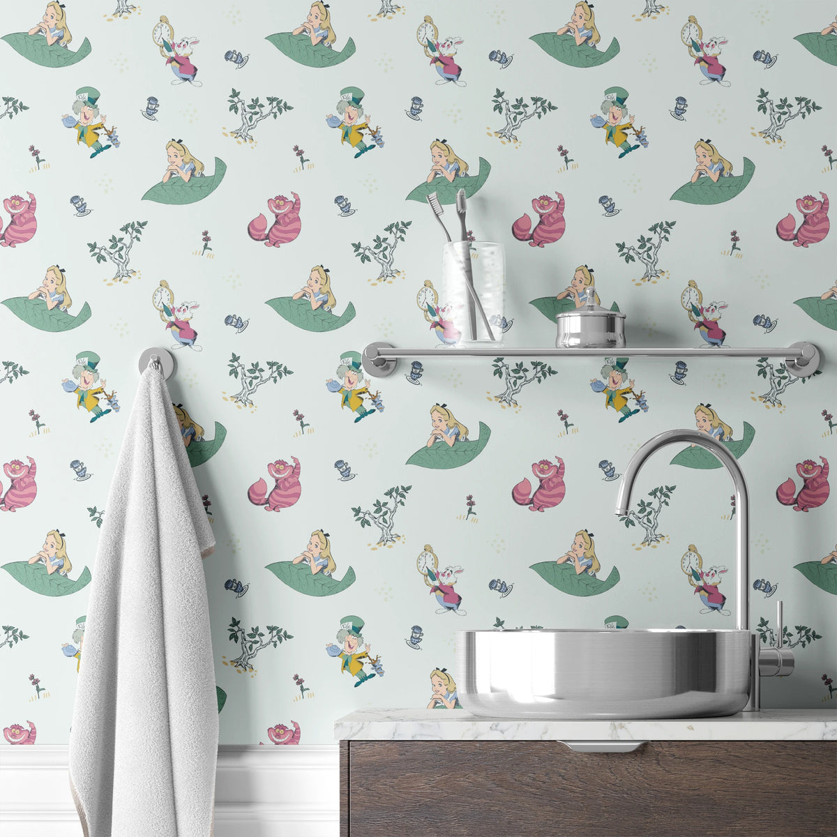 Disney Alice in Wonderland Green Whimsy Wallpaper