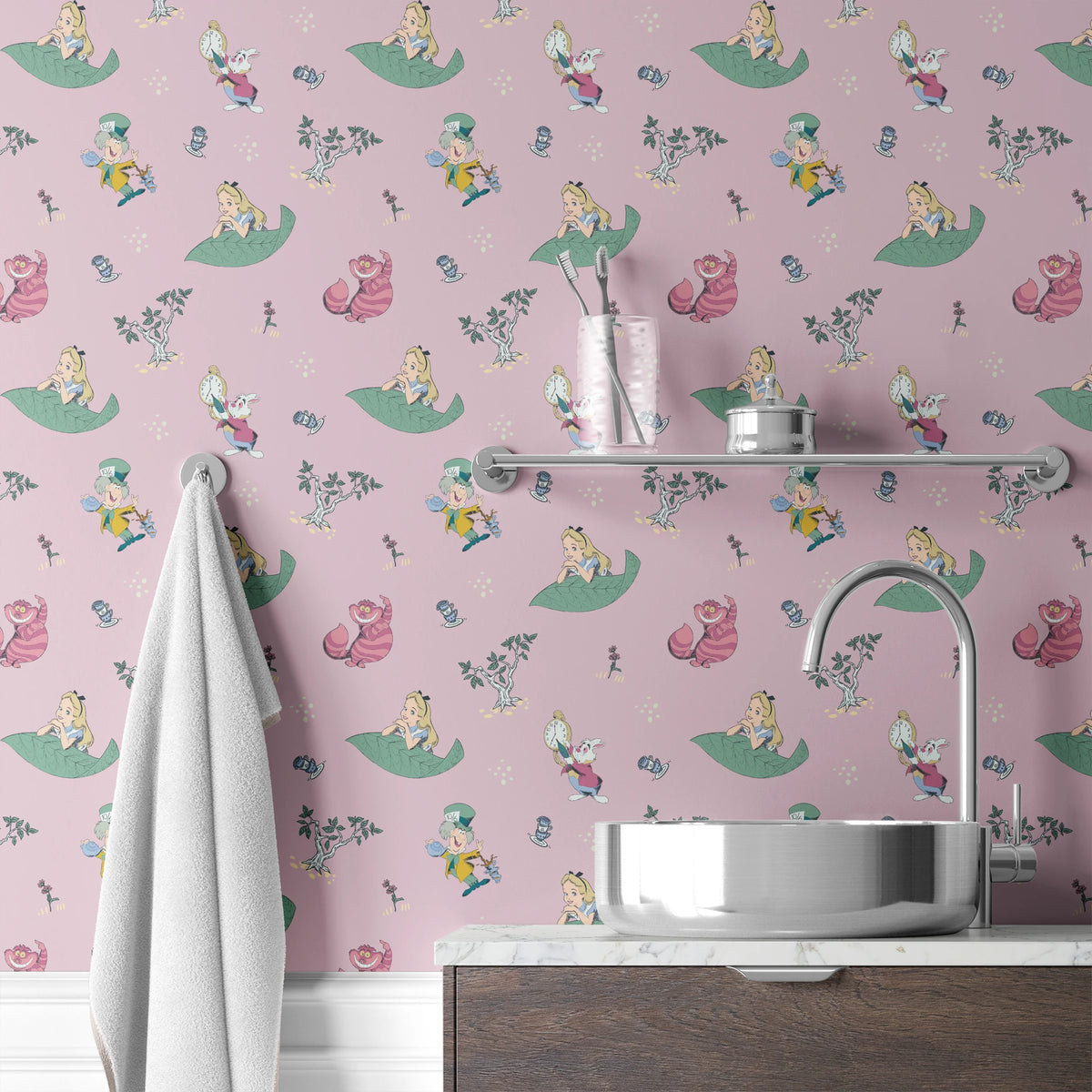 Disney Alice in Wonderland  Pink Whimsy Wallpaper
