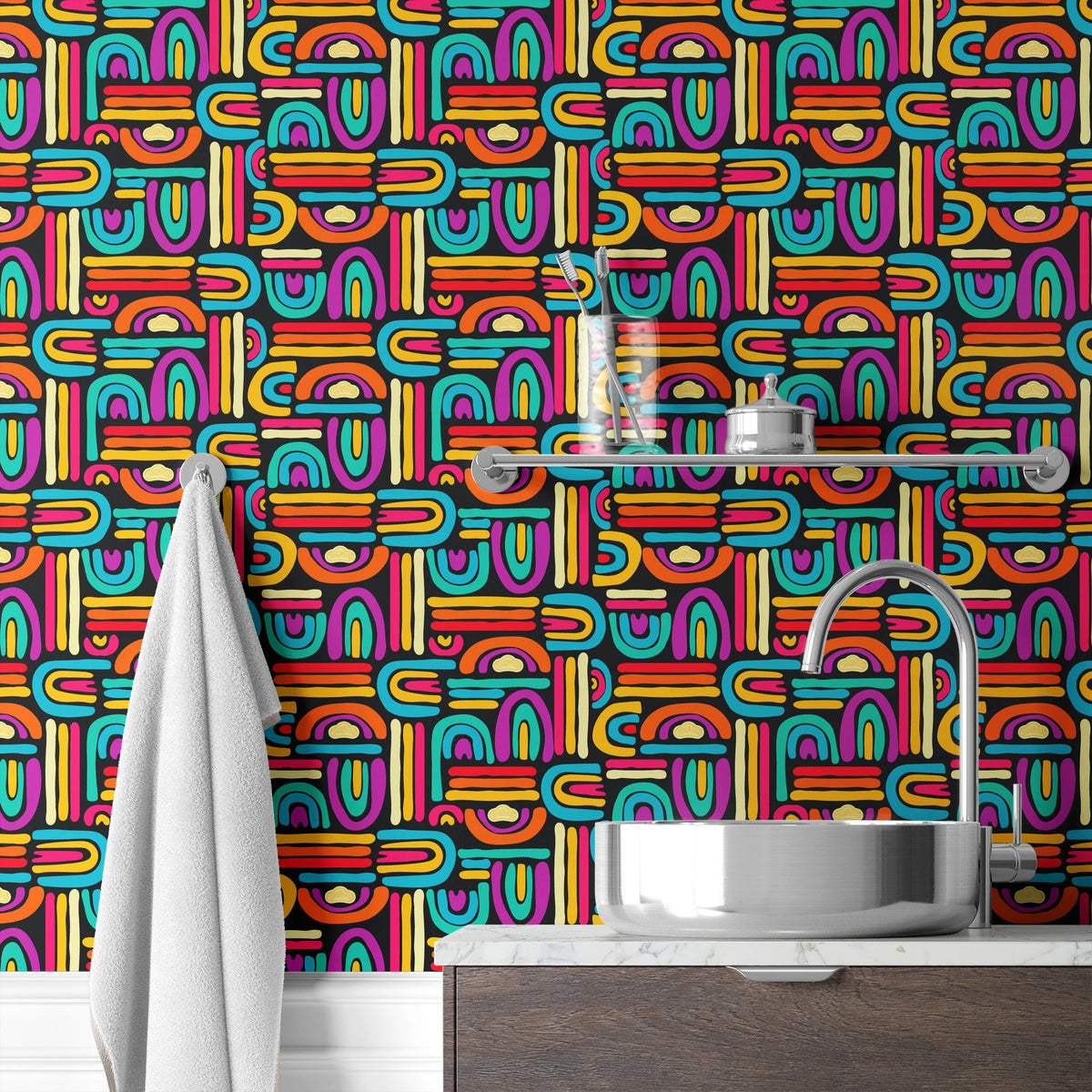 Hasbro Play-Doh Rainbow Arch on Black Wallpaper