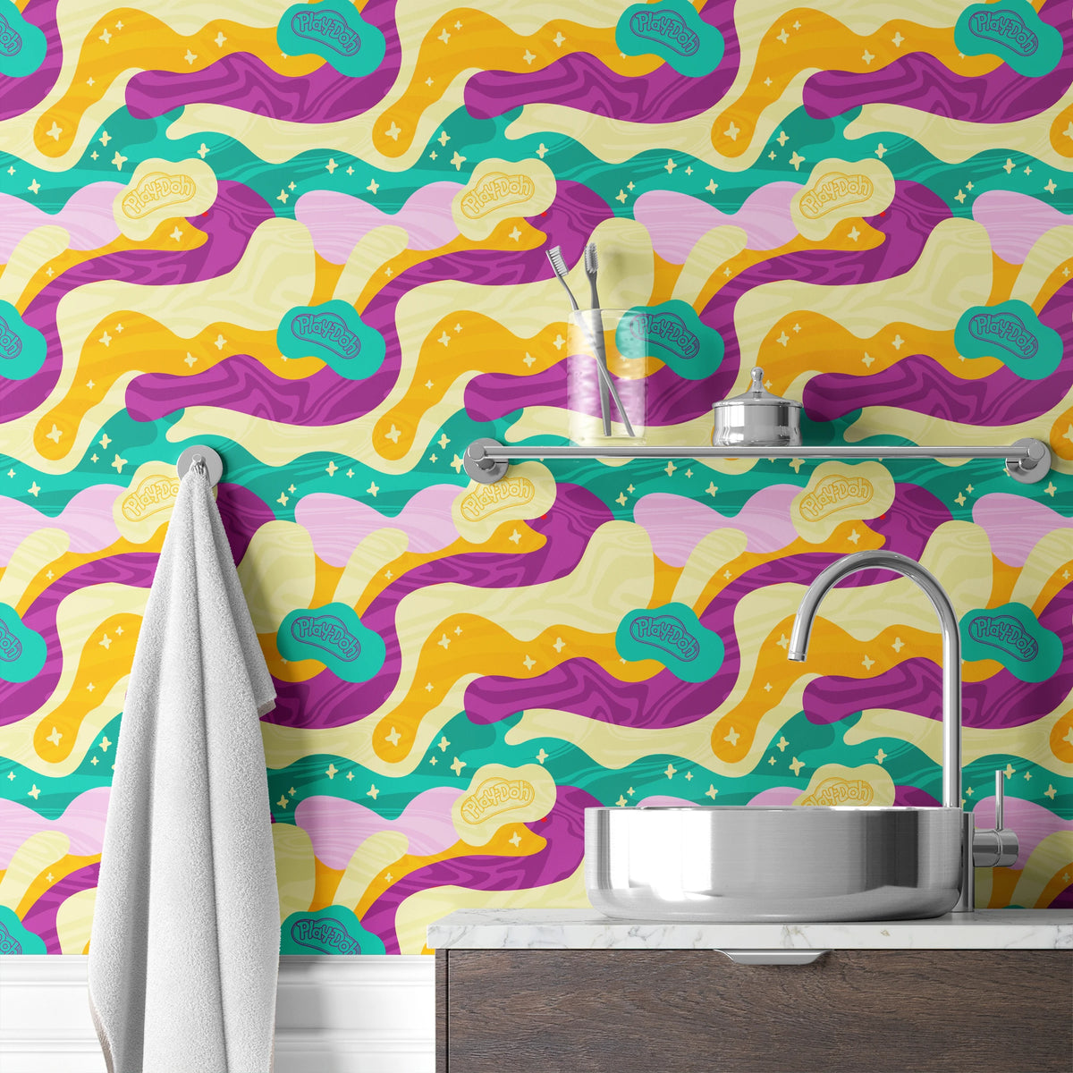 Hasbro Play-Doh Retro Clouds in Purple Wallpaper