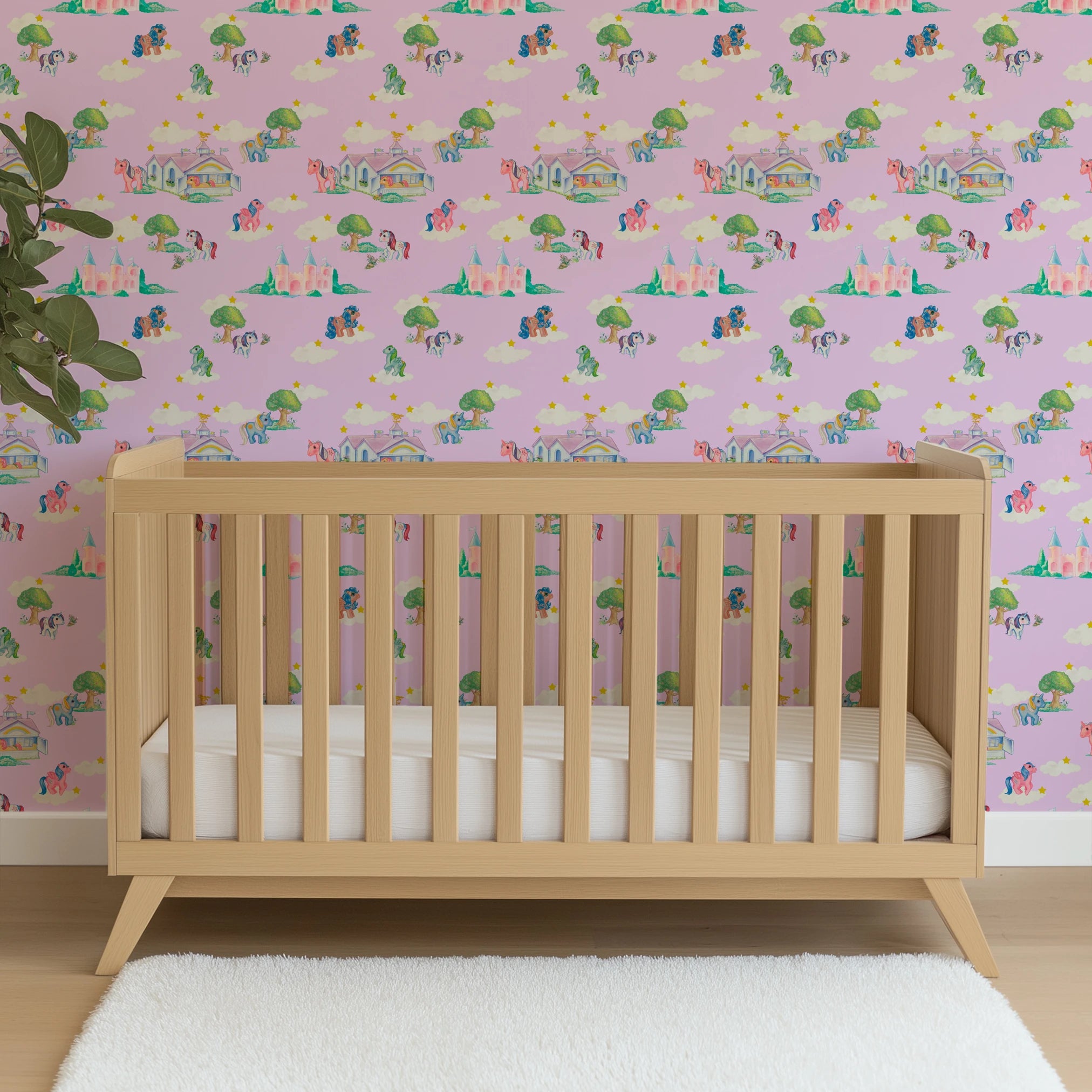 Hasbro My Little Pony Vintage Castles on Lavender Wallpaper